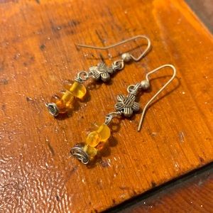 Amber Flower drop earrings